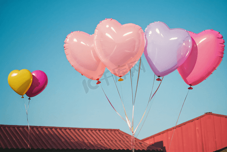 天空中的粉色气球摄像图9照片