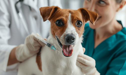宠物医生给狗狗打疫苗