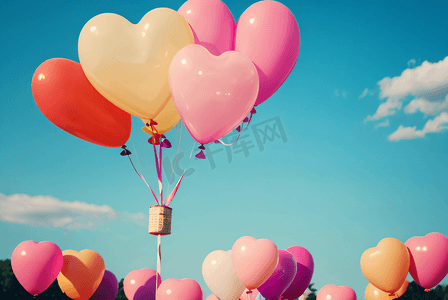天空中的粉色气球摄像图1照片
