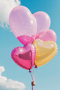 粉色浪漫情人节气球摄影图0