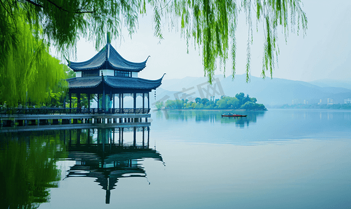 浙江雷峰塔摄影照片_中国的西湖风景