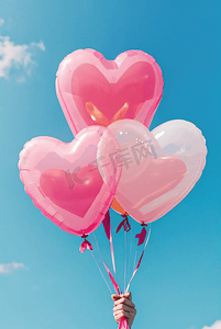 粉色浪漫情人节摄影照片_粉色浪漫情人节气球摄影图
