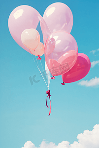粉色气球免抠摄影照片_粉色情人节气球配图3摄影图