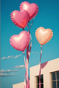 情人节粉色气球摄影图
