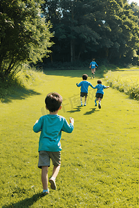 游玩的孩子摄影照片_阳光下公园里游玩的孩子摄影图4