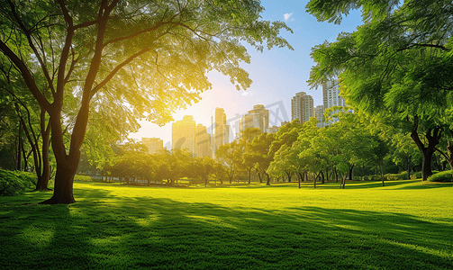 阳光下的城市公园美景