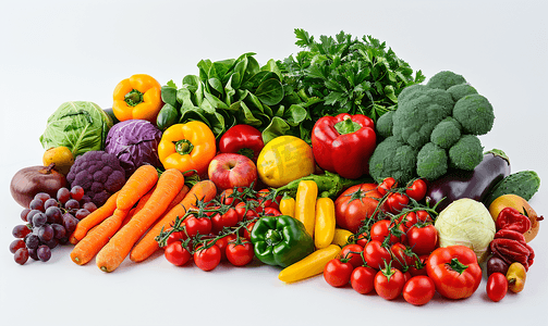 多芬汗蒸养生馆摄影照片_不同水果和蔬菜的蔬菜水果堆