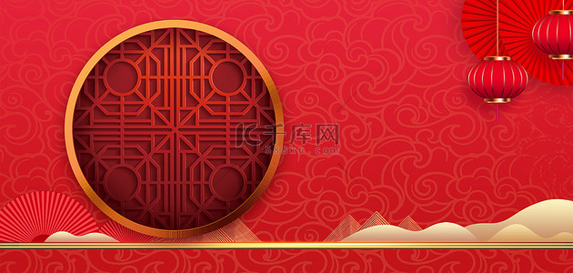中国风暗纹背景图片_龙年团圆节红色中国风背景