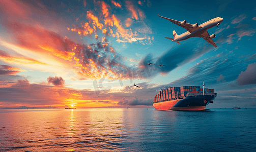 国际环境摄影照片_物流国际集装箱船舶货物货机