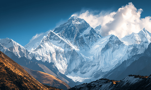 高山摄影照片_自然风景喜马拉雅山珠穆朗玛峰地区