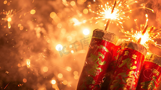 鞭炮新年摄影照片_春节红色鞭炮主题背景8