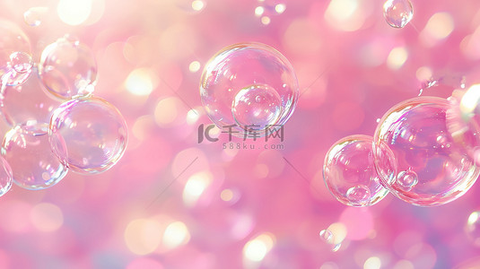 美丽透明闪亮的粉红色泡泡图片