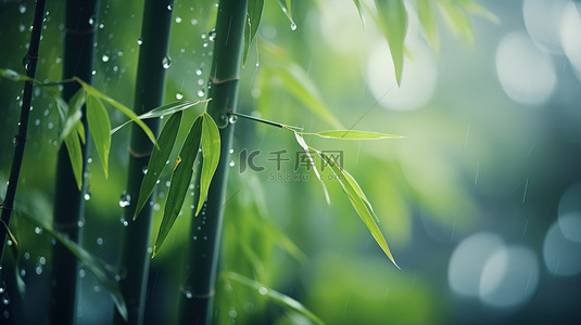 树叶上的水滴背景图片_春天雨水树叶上的水滴素材