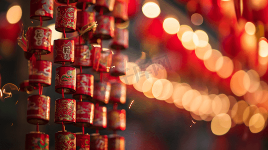 节日，喜庆，红色摄影照片_春节红色鞭炮主题背景11