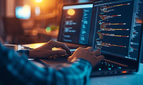 程序员在笔记本电脑上编写编程代码