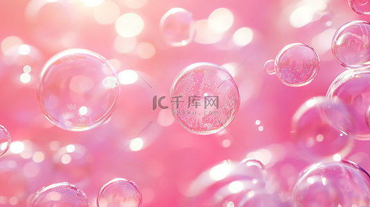 梦幻泡泡素材背景图片_美丽透明闪亮的粉红色泡泡背景素材