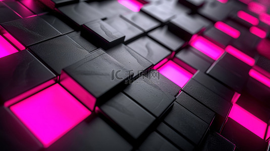 黑色金属镶嵌粉红色发光设计