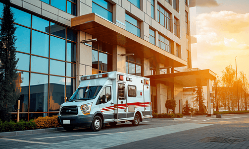 救护车停在住院大楼前