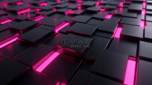 黑色金属镶嵌粉红色发光背景图片