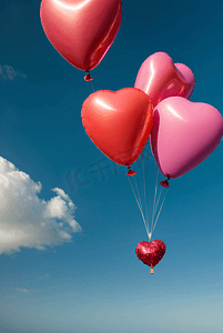 天空中爱心形状气球摄影图9