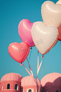 情人节爱心粉色气球摄影图2