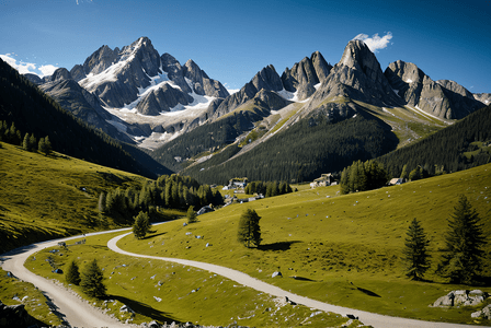 山顶山脉摄影照片_阿尔卑斯山风景唯美高清图片3