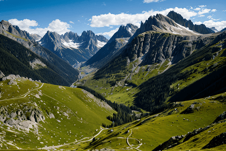 自然风景摄影照片_巍然挺拔的阿尔卑斯山风景图片1