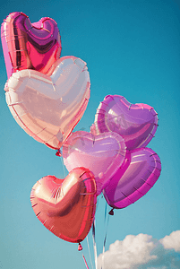 情人节爱心粉色气球摄影图