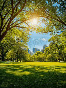 绿草素材摄影照片_阳光下的城市公园美景春天