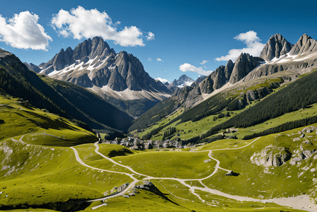 自然风景摄影照片_美丽的阿尔卑士山脉风景图摄影图