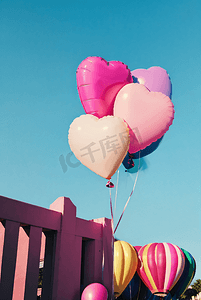 爱心渐变色摄影照片_情人节粉色气球图片5