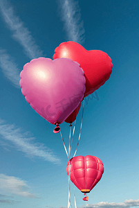 天空中爱心形状气球摄影配图2