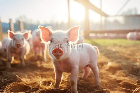 养猪场可爱小猪猪苗背景素材