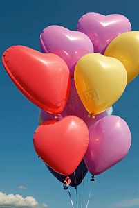爱心渐变色摄影照片_情人节浪漫告白气球摄影图1