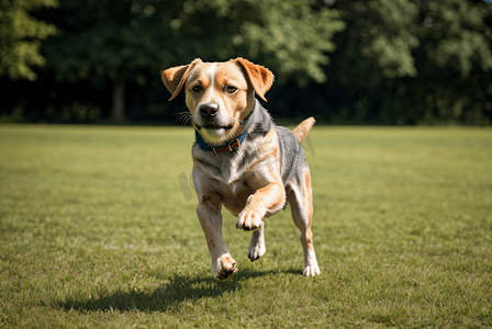 狗狗在草地上奔跑摄影照片6