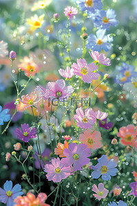 野花背景图片_春天美丽的野花水珠背景图片