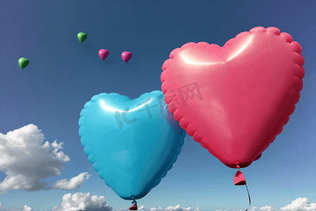爱心气球气球摄影照片_爱心形状气球摄影图片0