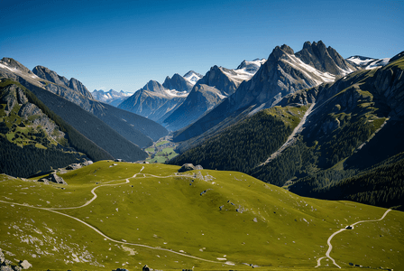 自然风景 阿尔卑斯山 瑞士 冬季景观 山顶山脉 山区景观 自然 徒步旅行 AI作品 AIGC AI绘画 AI图片