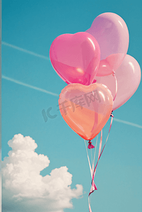 爱心情人节粉色摄影照片_情人节粉色气球图片6