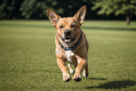 狗狗在草地上奔跑摄影配图4