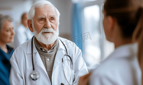 医生为老人检查身体询问病情
