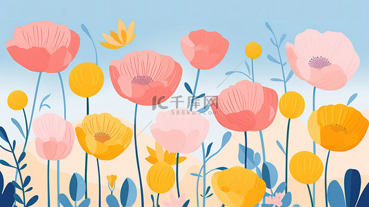 春天花朵可爱图案背景图片