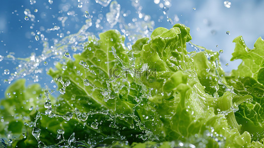 新鲜的蔬菜水花飞溅背景图