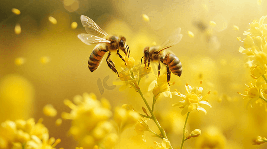 鲜花上采蜜的蜜蜂7