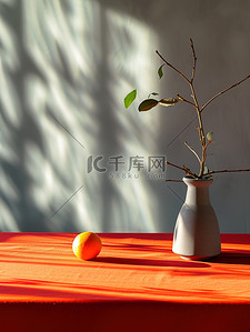 新年春节布置的桌子花瓶背景图片