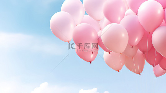 彩色气球在空中飞行的特写背景图片