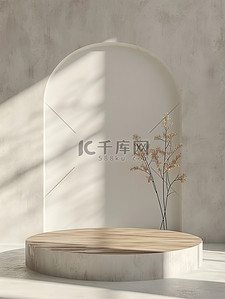 木板背景图片_白色墙壁木板电商展台素材