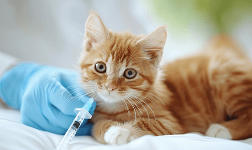 宠物猫咪打疫苗特写
