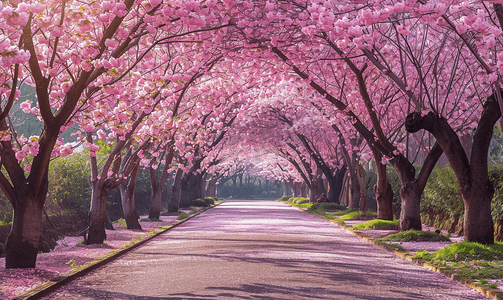春季新品促销摄影照片_春天樱花园景色植物花朵