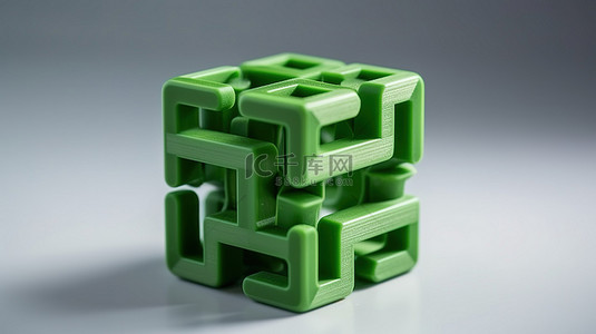 3d 打印白色背景上的绿色抽象形状